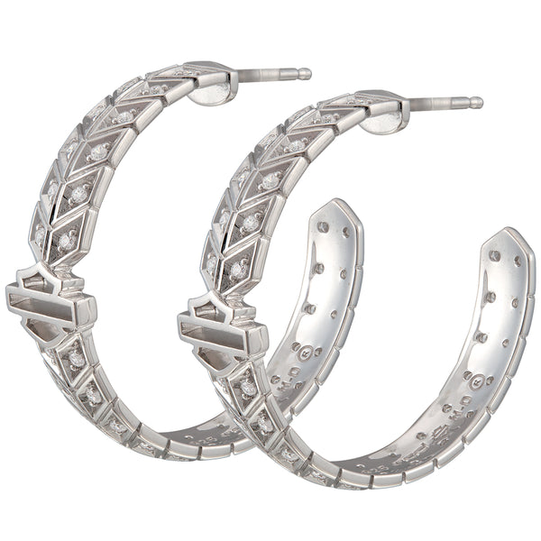 Women's Sterling Silver Insignia Bling B&S Hoop Earrings HDE0589