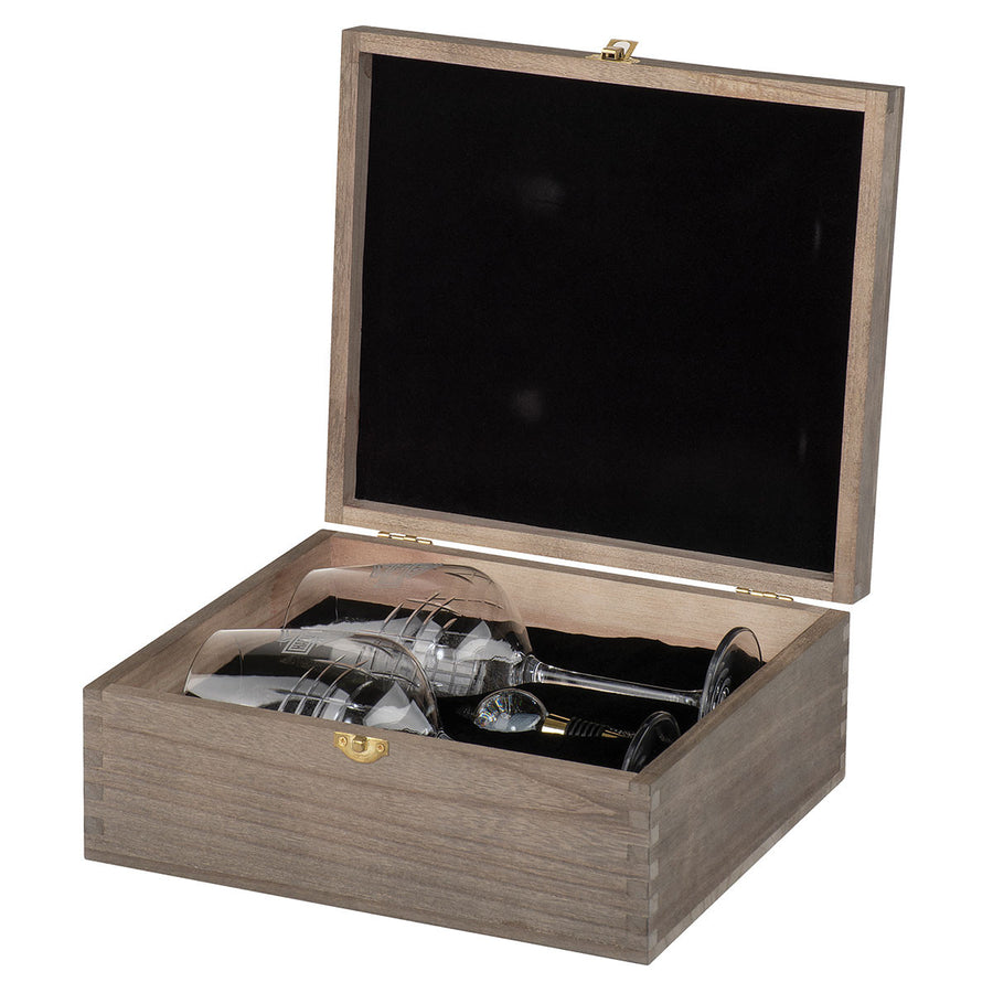 Harley-Davidson Premium Wine Glass W/ Wooden Box Gift Set, HDL-18813