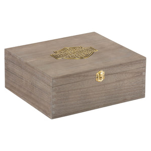 Harley-Davidson Premium Wine Glass W/ Wooden Box Gift Set, HDL-18813