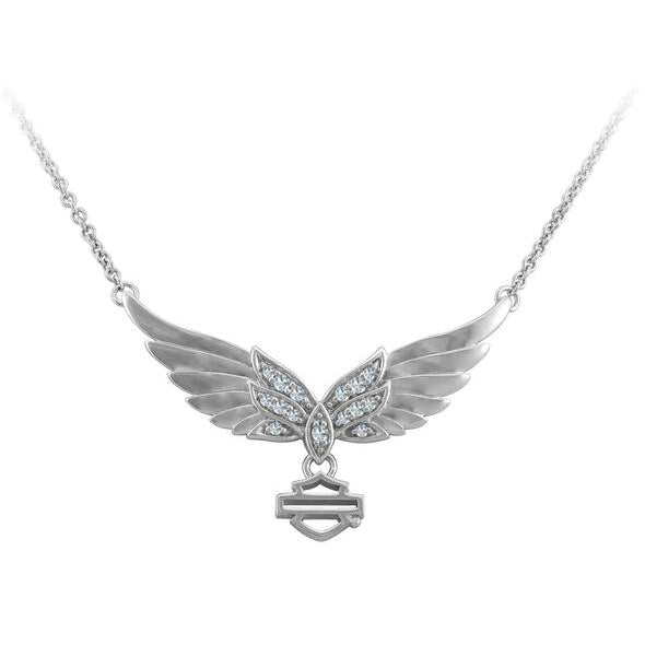 Women's Sterling Silver Bling Wing Bar & Shield Necklace HDN0489
