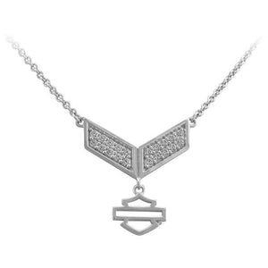 Women's Sterling Silver Insignia Bling Bar & Shield Necklace HDN0490