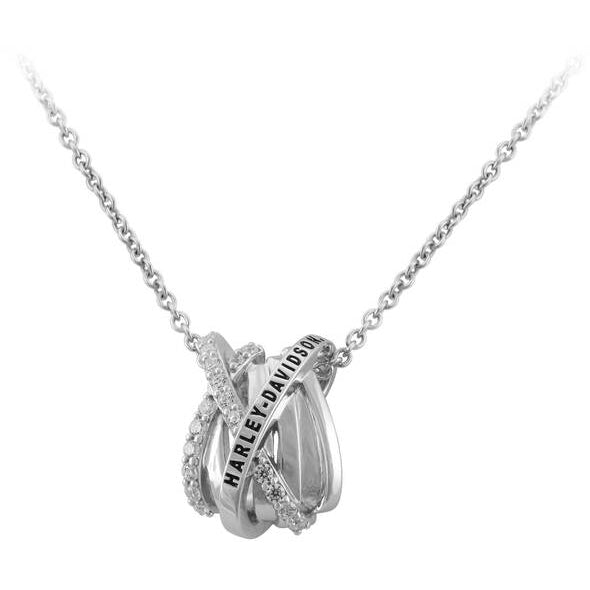 Women's Sterling Silver Twisted Bling H-D Crystal Necklace HDN0495