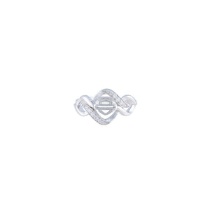 Womens Interlock White Bling Stone Ring Sterling Silver HDR0537