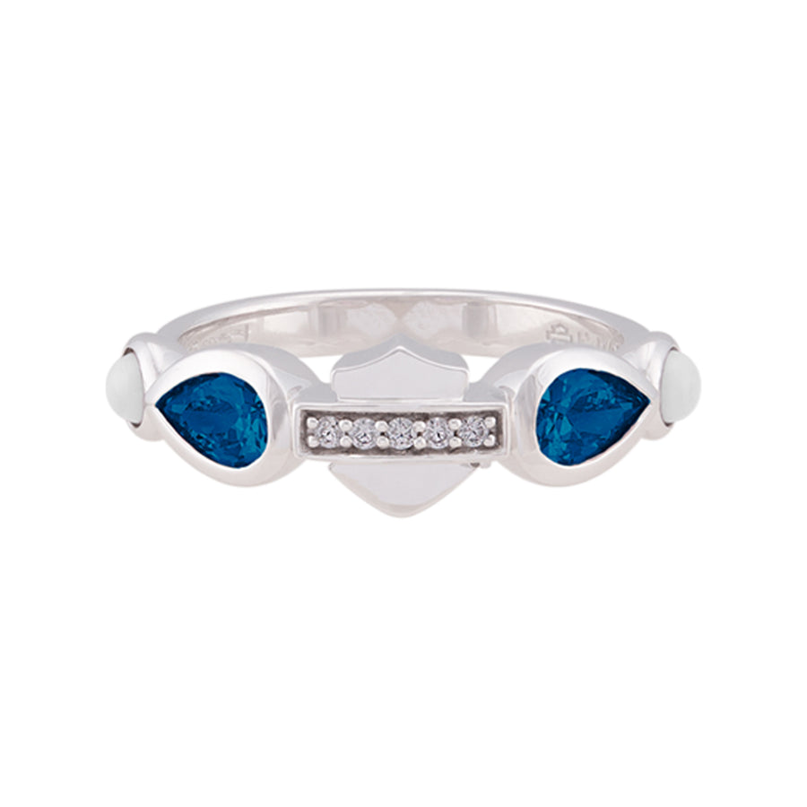 Women's Sterling Silver Blue Garland Stone B&S Ring HDR0558
