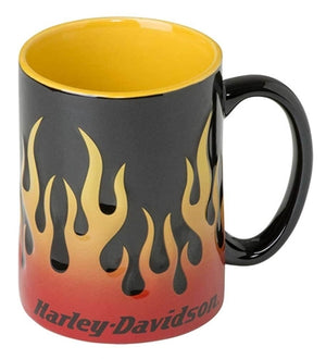 Harley-Davidson Core Sculpted Flames Coffee Mug, 15 oz, Black HDX-98604