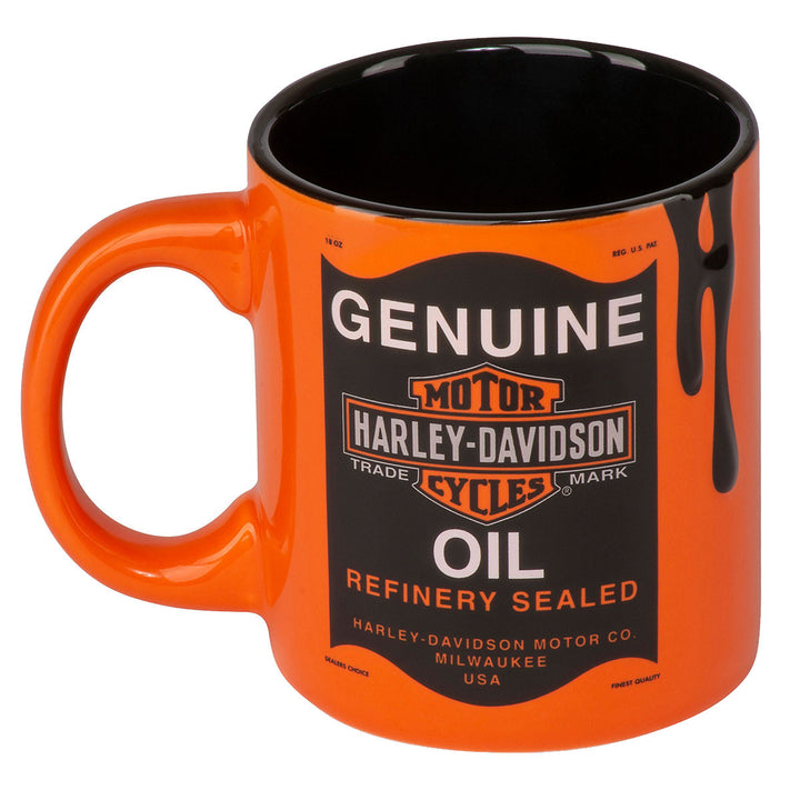 Harley-Davidson Oil Can Bar & Shield Logo 18 oz. Ceramic Coffee Mug, Orange HDX-98642
