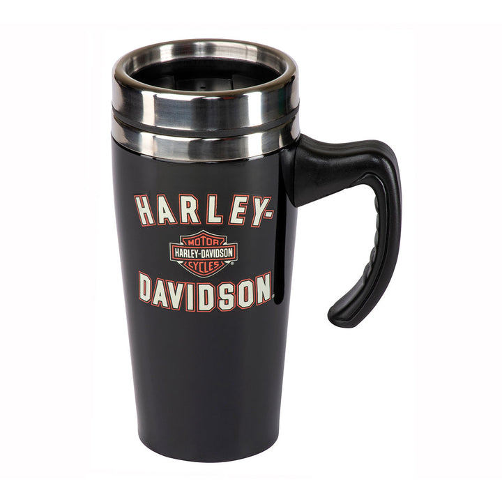 Harley-Davidson Travel Mug, Bar & Shield Double-Wall Stainless Steel w/Handle HDX-98643