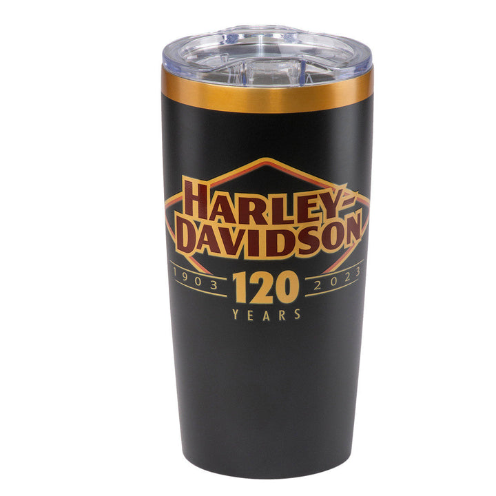 Harley-Davidson 120th Anniversary H-D Double-Walled Stainless Steel Travel Tumbler, Black,  HDX-98653
