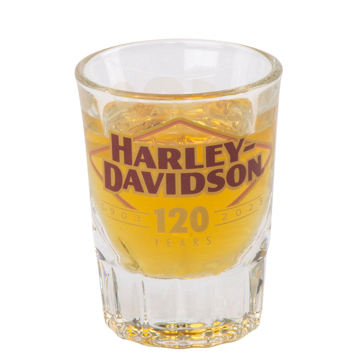 Harley-Davidson 120th Anniversary H-D Etched 120 Years Shot Glass, HDX-98736
