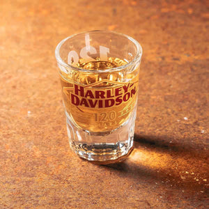 Harley-Davidson 120th Anniversary H-D Etched 120 Years Shot Glass, HDX-98736