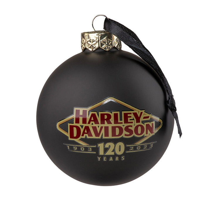 Harley-Davidson 120th Anniversary H-D Glass Ball Ornament, Black HDX-99259