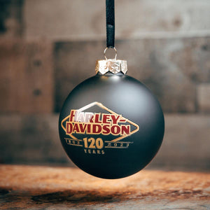 Harley-Davidson 120th Anniversary H-D Glass Ball Ornament, Black HDX-99259