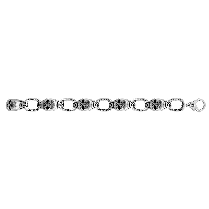 Men's Steel Skull Link Bracelet 9 Inch HSB0003