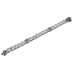 Men's Stainless Steel Bar & Shield Curb Link Metal Bracelet HSB0235