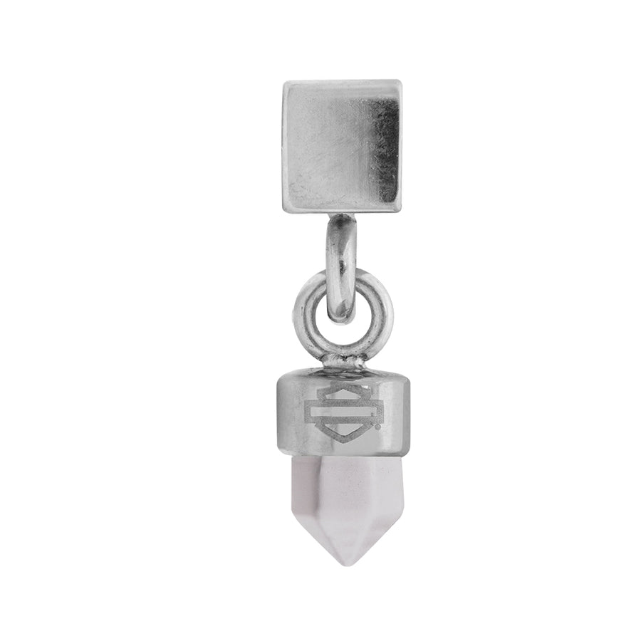 Small Dangle Clear Stone Rally Charm in Silver Tone