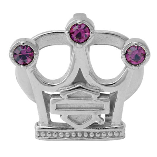 Harley-Davidson Crown With Purple Crystals Rally Charm, Silver Tone HSC0116