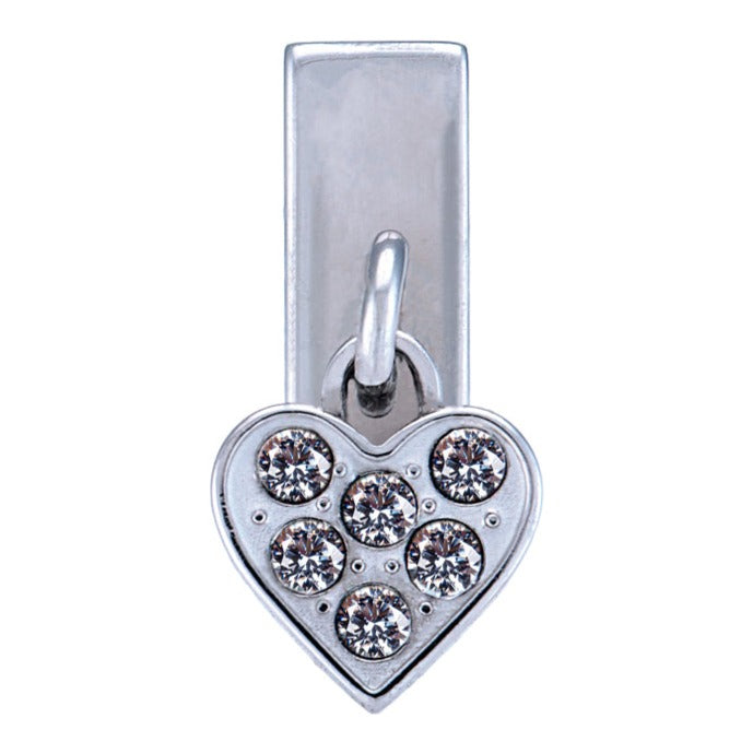 Harley-Davidson Dangling Heart W/ Clear Crystals Rally Charm, Silver Tone HSC0145