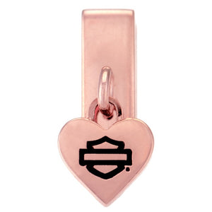 Harley-Davidson Heart Dangle Stainless Steel Rally Charm, Rose Gold HSC0146