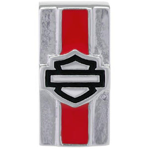 Harley-Davidson Red Stripe Bar & Shield Logo Stainless Steel Rally Charm, Silver Tone HSC0153