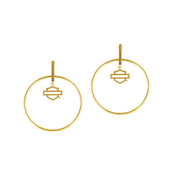 Women's Stainless Steel B&S Large Gold Tone Stick Post Circle Earrings HSE0002
