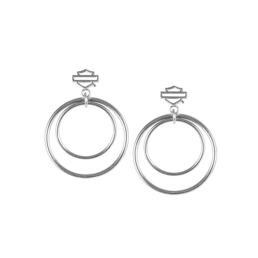Women's Stainless Steel Large Double Circle B&S Post Earrings HSE0005