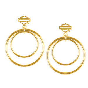 Women's Small Gold Tone Double Circle Post Earrings HSE0008