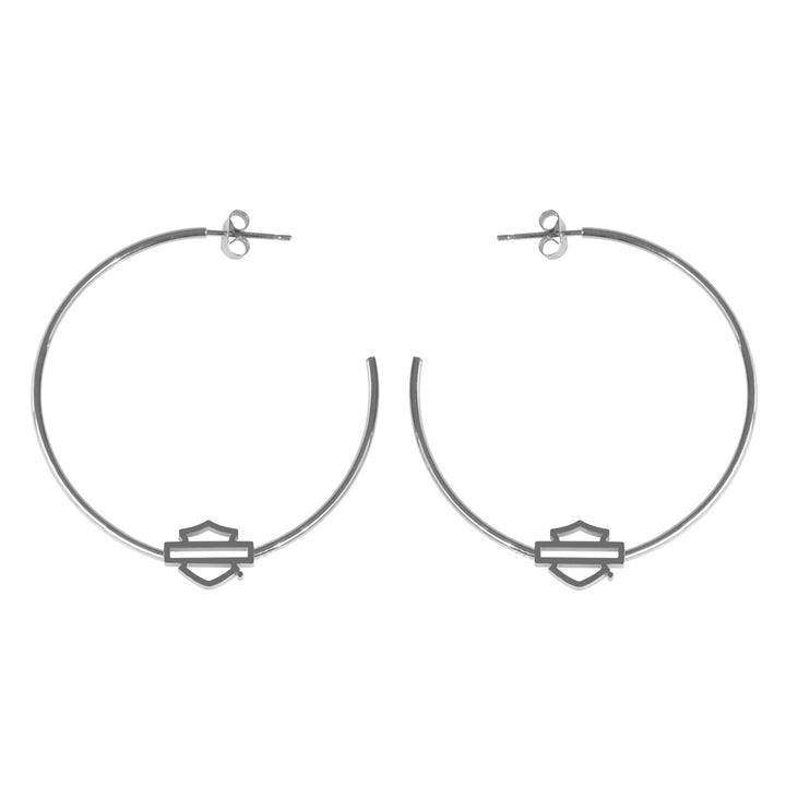 Women's Stainless Steel B&S Large Silver Tone Hoop Earrings HSE0009