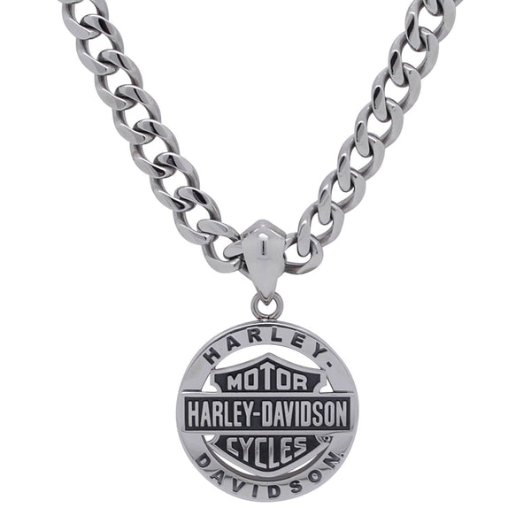 Men's Stainless Steel Bar & Shield Circle Necklace HSN0041