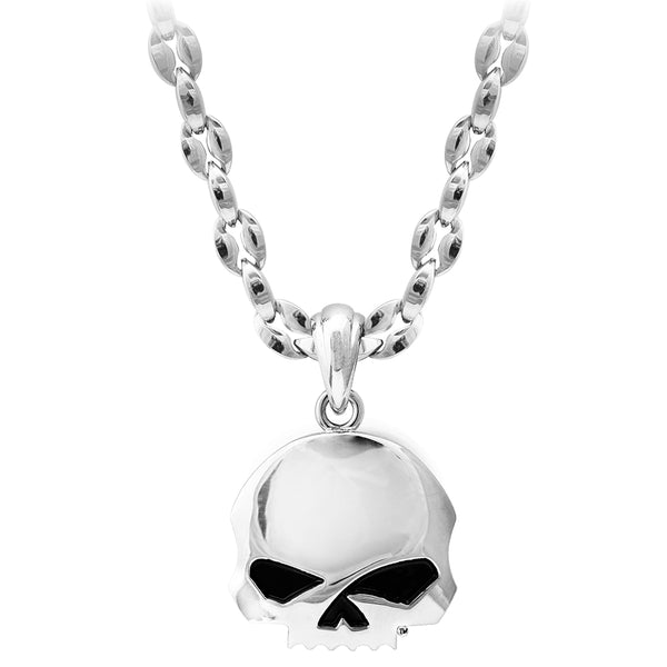 Men's Willie G Skull Necklace Silver Stainless Steel HSN0065