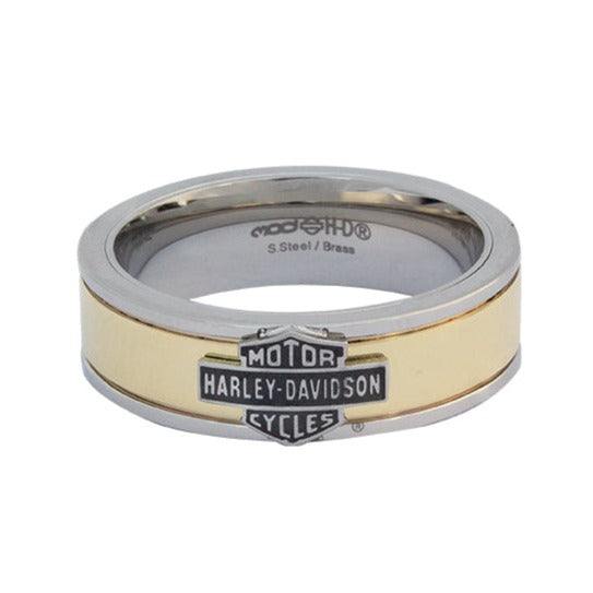 Men's Stainless Steel Gold Tone & Steel B&S Band Ring HSR0054