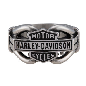 Harley-Davidson Men's Vintage B&S Hardware Ring Band Stainless Steel Silver HSR0080