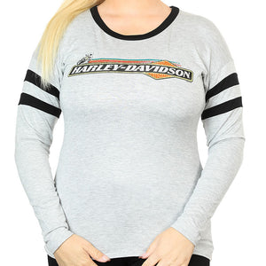 Harley-Davidson Women's Eatin Dust L/S Gray Bling Shirt HT4653GRY