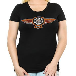 Harley-Davidson Women's Air America Black Bling Shirt HT4671BLK