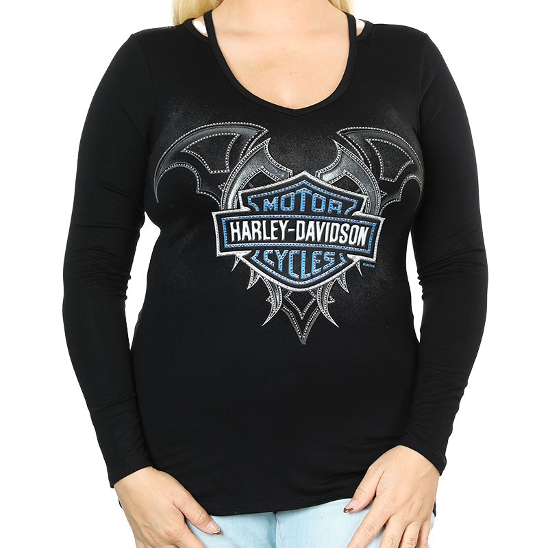 Harley-Davidson Women's Dulce Black Bling L/S Shirt HT4677BLK