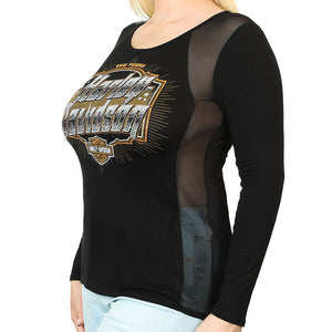 Harley-Davidson Women's Aggressive Black Bling L/S Shirt HT4689BLK
