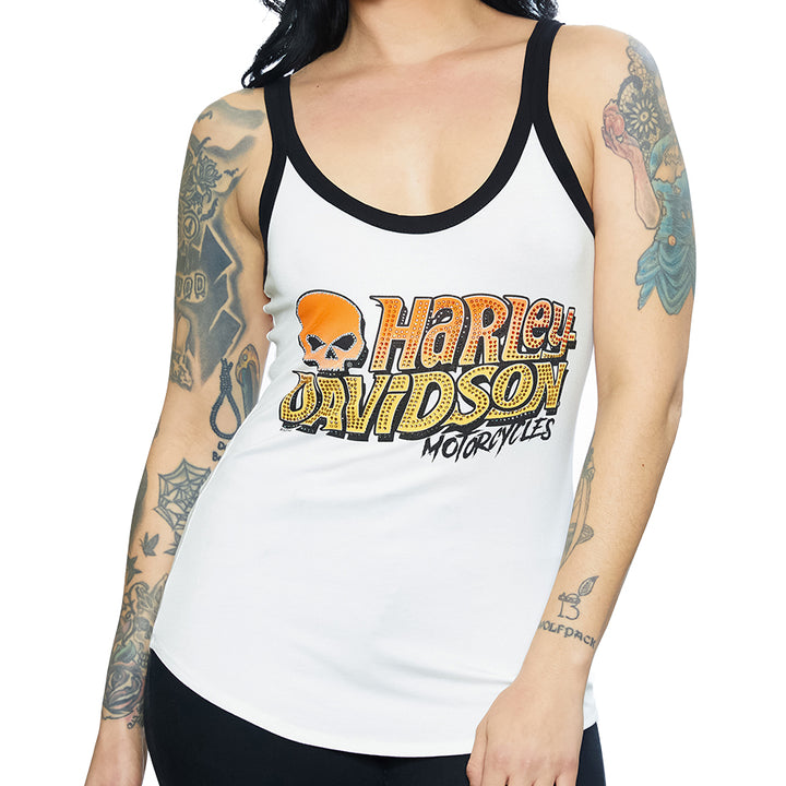 Harley-Davidson Women's Go Harley Go Sleeveless Scoop Neck Tank Top, Ivory HT4769