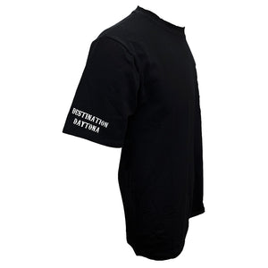 Destination Daytona Exclusive Men's Thin Line Flag Short Sleeved Shirt, Black LW-6080