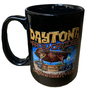 Harley-Davidson Daytona Exclusive Beachside Tiki Hut Ceramic Mug, Black 15 oz HDI-10005
