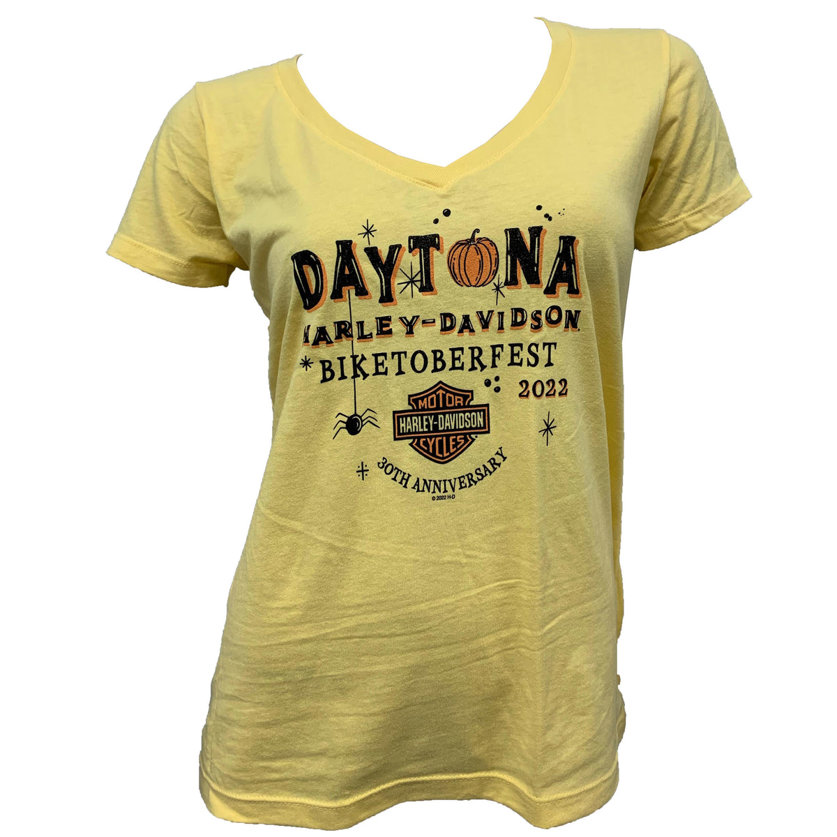 Biketoberfest 2022 Women's BF Hocus yellow S/S Shirt Daytona Harley