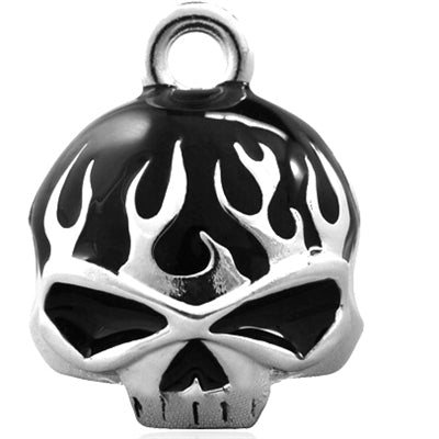 Harley-Davidson Black Flames Skull Silver Ride Bell, Stainless Steel HRB039