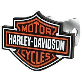 Harley-Davidson Bar & Shield Logo 2" Receivers Metal Hitch Plug, Black/Orange PL2216WL