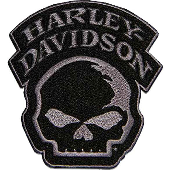 Embroidered Willie G Skull Emblem Sew-On Patch Black & Gray 8012861
