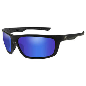 Men's Gears Sunglasses Blue Mirror Lenses & Gloss Black Frames HAGRS12