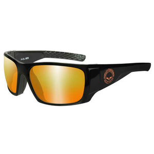 Men's Keys Sunglasses Orange Mirror Lenses & Gloss Black Frames HAKYS14
