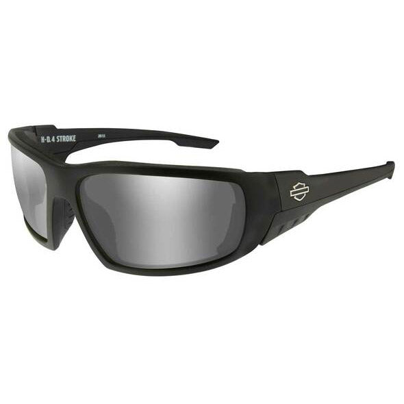 Men's 4 Stroke Sunglasses Silver Flash Lenses/Matte Black Frames HASTR02