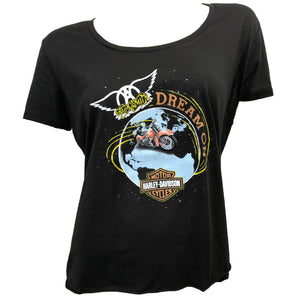 Harley-Davidson Ladies Aero Smith Dream On Short Sleeve Shirt, Black