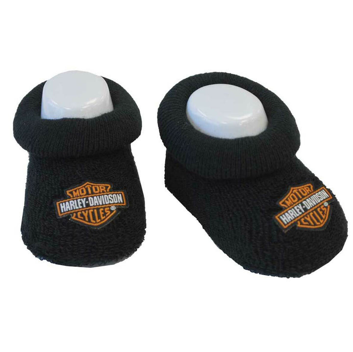 Harley-Davidson Baby Boys' Boxed Stretch Terry Booties, Black S9LBL20HD