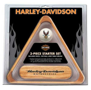 Harley-Davidson 3 Piece Billiards Cue Ball, Brush, & Rack Starter Set, HDL-11148