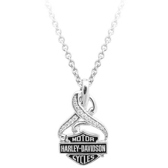 Women's Bling Crystal Filigree B&S Necklace, Silver HDN0409