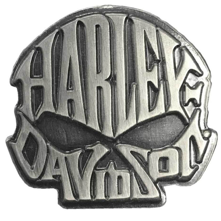 Harley-Davidson Willie G. Skull Text Pin Antique Silver Finish 8008871